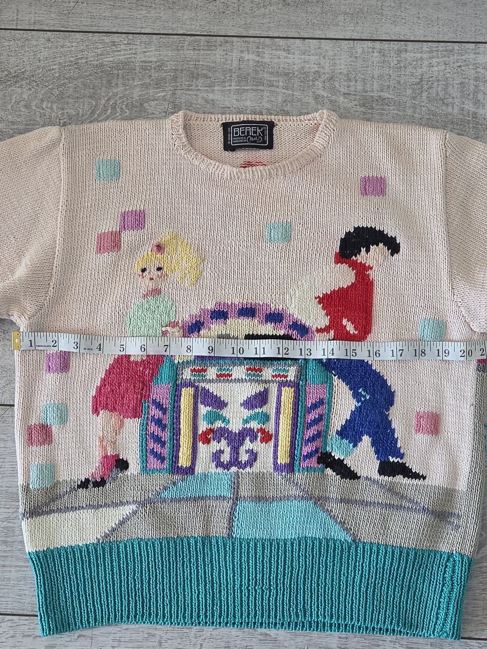 Vintage Berek 1989 RARE Hand Knit Heavy Sweater Retro Diner Womens Size S/M - Picture 4 of 7